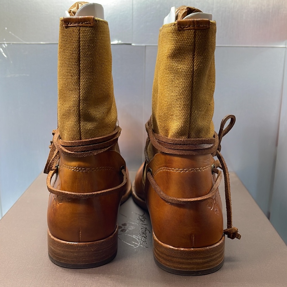 BNIB Patricia Nash Sabbia Boots with Leather strings Tan Leather 6 - Picture 5 of 10